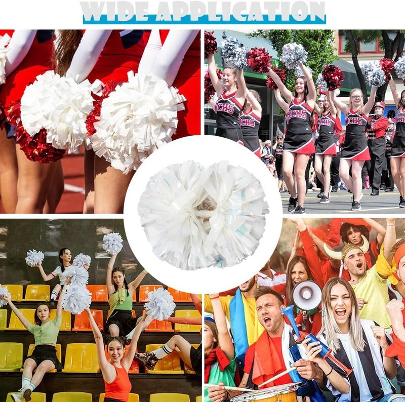Hooshing 2 Pack Cheerleading Pom Poms with Baton Handle Rainbow Colorful Cheer Pom Poms for Sports Team Spirit Cheering Kids Adults - Image 5
